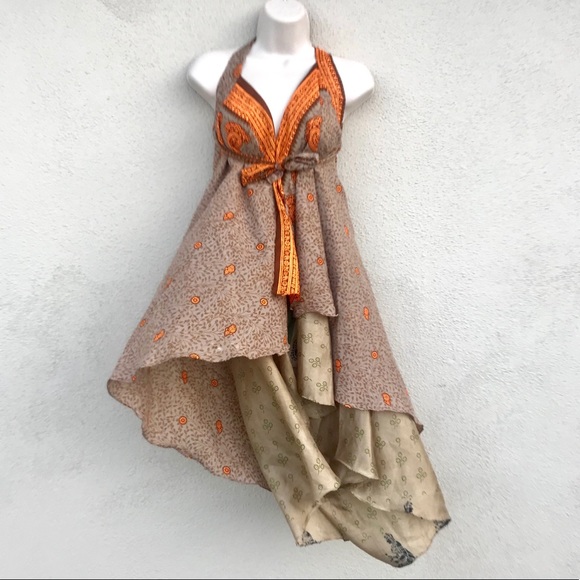 karisa Dresses & Skirts - WRAP SKIRT DRESS S/M/L midi BOHO Reversible gold